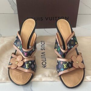 Louis Vuitton Murakami Multicolor Monogram Double Strap Sandals Size 39,5 Rare